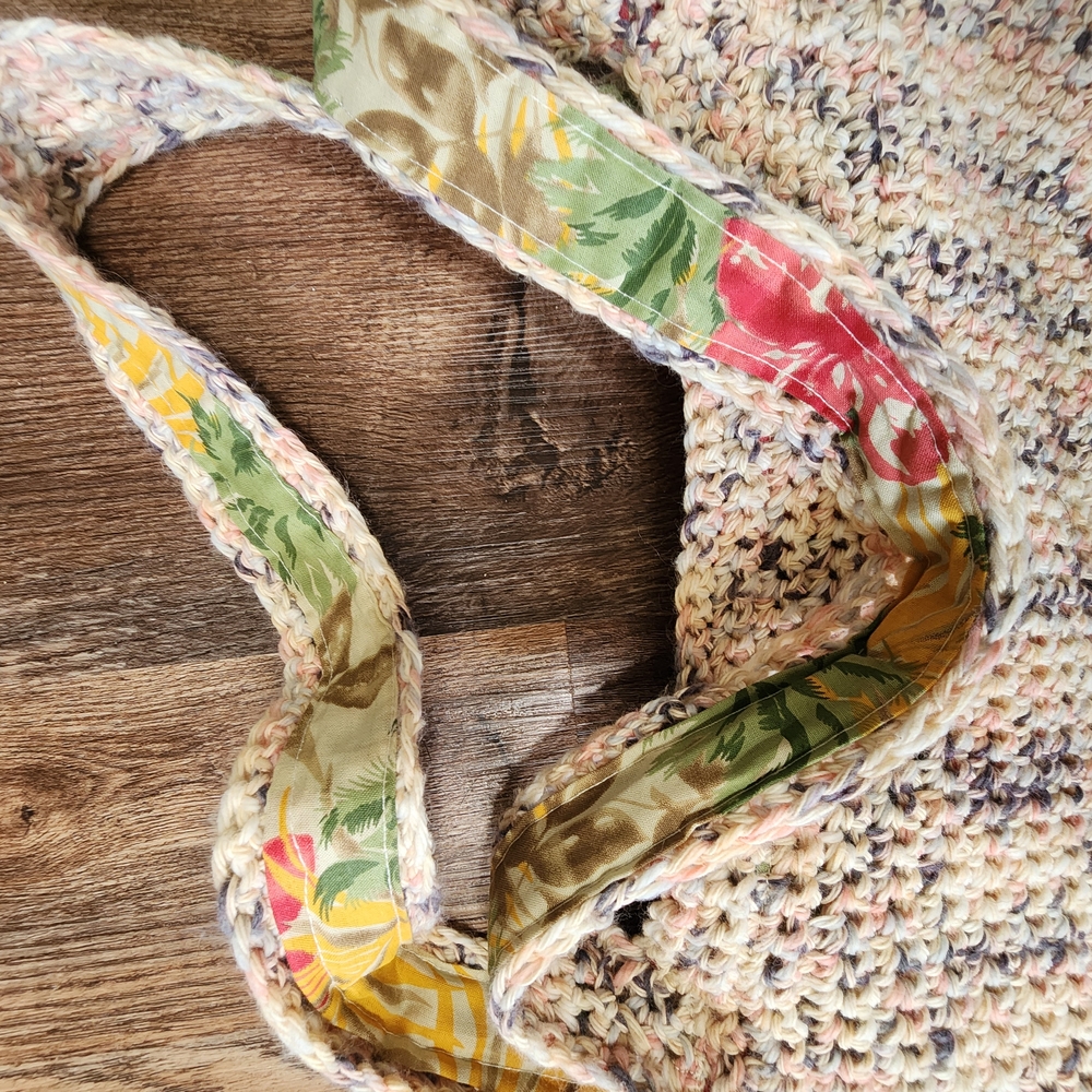 Colorful Pom-Pom Crochet Market Tote Boho Bag - Picture 6 of 7
